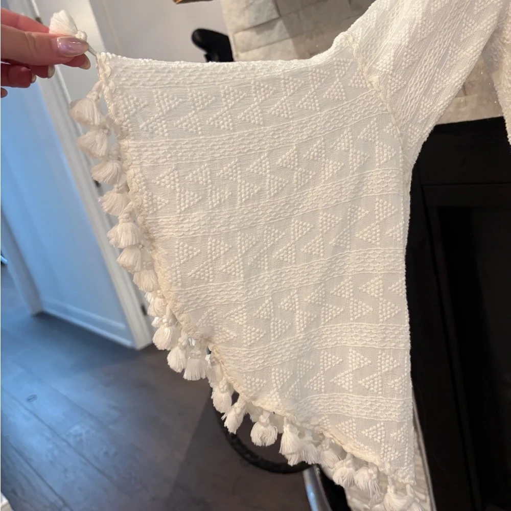 NWOT- White Boho embroidered Tassel Dress - Picture 4 of 5